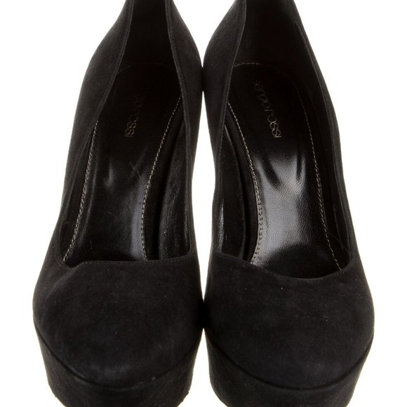 USED SERGIO ROSSI BLACK SUEDE HEELS SHOES SIZE 40 SZ US 10 9.5 - Picture 3 of 5